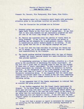 Faculty meeting minutes 1954