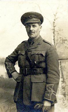 Portrait of T.H. Raddall, Sr. in uniform printed on a postcard