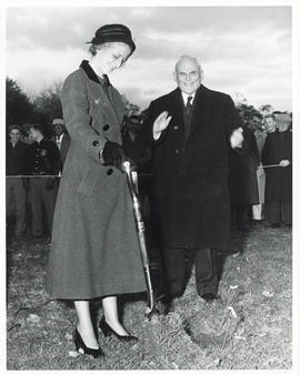 Photograph of Lady Dunn turning sod
