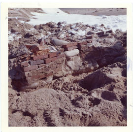Photograph of a brick hearth found on Sable Island by Donald Patterson