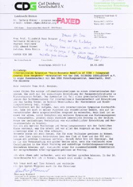 Correspondence between Elisabeth Mann Borgese and Carl Duisberg Gesellschaft (CDG)