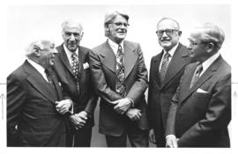 Photograph of retiring health-related chairmen featured in MeDal 1974
