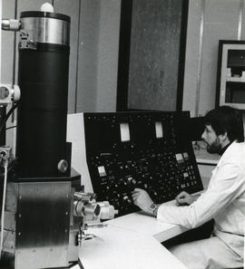 Photograph of Peter Wilkinson with equipment
