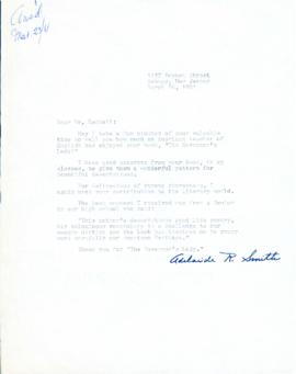 Correspondence between Thomas Head Raddall and Adelaide R. Smith