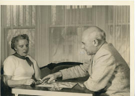 Photograph of Edith and Thomas Head Raddall playing Scrabble