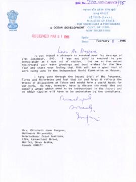 Correspondence wtih the Minister of State for chemicals and fertilizers : [government of India]