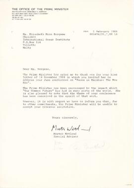Correspondence between Elisabeth Mann Borgese and Gro Harlem Brundtland