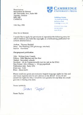 Correspondence between Thomas Head Raddall and Susan Taylor