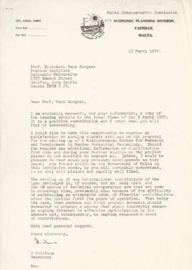 Correspondence between Elisabeth Mann Borgese and the Malta Oceanography Commission