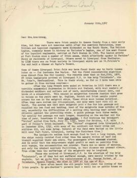 Correspondence from Thomas Head Raddall, Liverpool, Nova Scotia, to Eleanor C. Armstrong