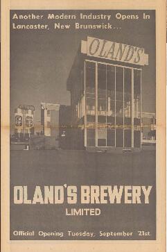 Newspaper clipping on the opening of Oland Breweries in  Lancaster, New Brunswick