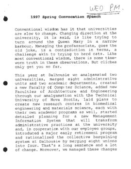 1997 spring convocation speech