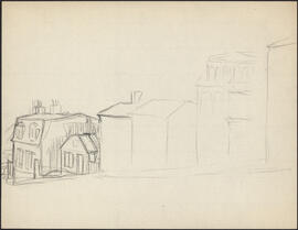 Charcoal study sketch by Donald Cameron Mackay showing a street scene