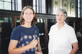 Photograph of Tanja Harrison and Shelagh Keene at Patricia Lutley's retirement party
