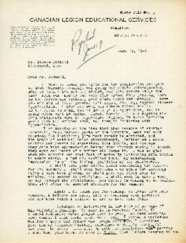 Correspondence between Thomas Head Raddall and the Canadian Legion Educational Services