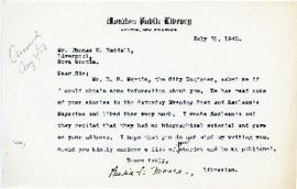 Correspondence between Thomas Head Raddall and B.F. Moore
