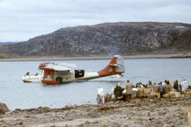 Photograph of an airplane on the water in Cape Dorset, Northwest Territories
