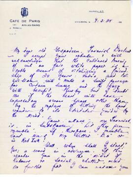 Correspondence from Owen Bell Jones to MacMechan, March 9, 1928