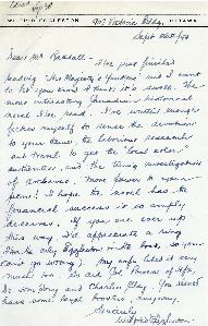 Correspondence between Thomas Head Raddall and Wilfred Eggleston
