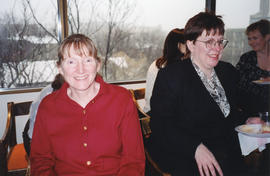 Photograph of two unidentified women it the Killam Memorial Library staff lounge