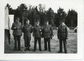 Photograph of Oscar Donovan and No. 1 Casualty Clearing Station staff officers at Aldershot train...