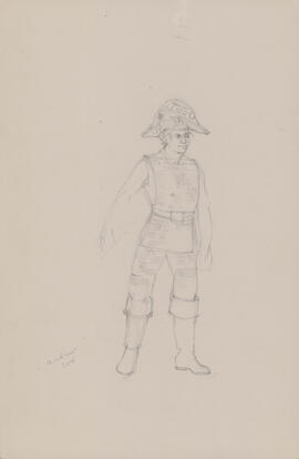 Costume design for man in bicorn hat