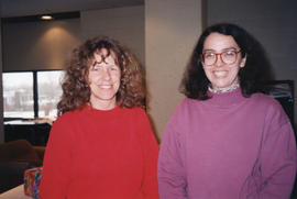 Photograph of Elizabeth Boyd and Susan Harris in the Killam Memorial Library staff lounge