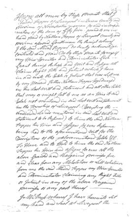 Property deed for a parcel of land to Nathan Tupper of Liverpool, Nova Scotia