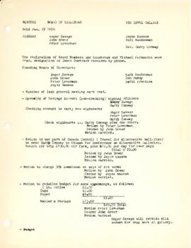 Minutes from a Board of Directors meeting held on January 29, 1976