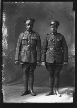 Photograph of two Black Nova Scotian soldiers from the CEF No. 2 Construction Battalion