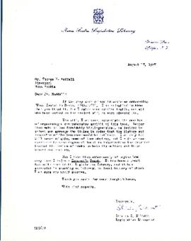 Correspondence between Thomas Head Raddall and Shirley B. Elliott