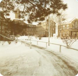 Photograph of the Henry Hicks Arts & Administration Building in the winter