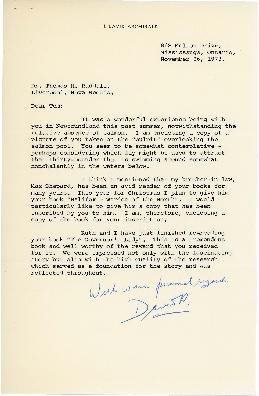 Correspondence between Thomas Head Raddall and Dr. H. David Archibald