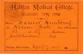 Student tickets from Halifax Medical College