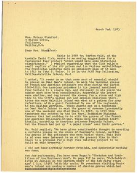 Correspondence between Thomas Head Raddall and Briary Stanford