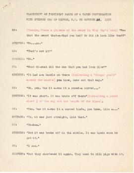 Transcript of pertinent parts of an interview with Stephen Orr