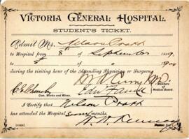 Student tickets from the Victoria General Hospital