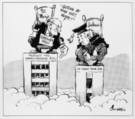 Photographic negative of a Chamber's cartoon regarding the rivalry between Dalhousie and St. Mary...