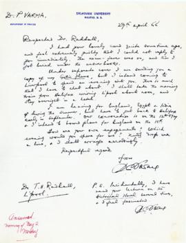 Correspondence between Thomas Head Raddall and Devendra P. Varma