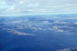 Aerial photograph of upland tundra and the Voisey Bay coastline, Newfoundland and Labrador