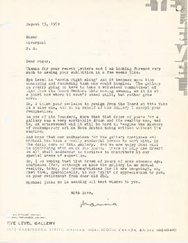 Letter from Marina Stewart to Roger Savage