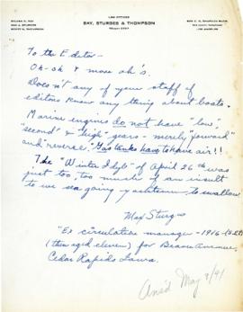 Correspondence between Thomas Head Raddall and Max Sturges