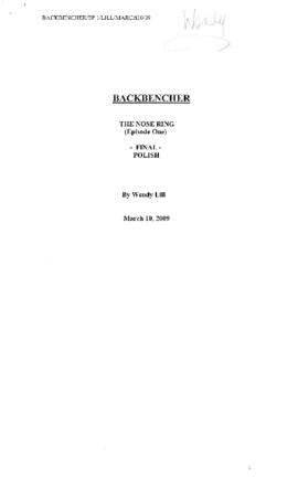 The Backbenchers : [final polish draft script for episode 1, March 10, 2009]