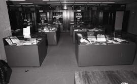 Photograph of display cases in the Special Collections Reading Room