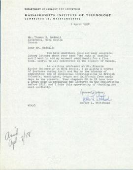Correspondence between Thomas Head Raddall and Walter L. Whitehead