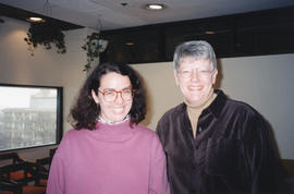 Photograph of Susan Harris and Holly Melanson in the Killam Memorial Library staff lounge