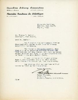 Correspondence between Thomas Head Raddall and the Canadian Library Association