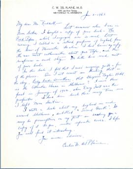 Correspondence between Thomas Head Raddall and C. W. DeL. Plaine