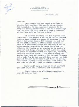 Correspondence between Thomas Head Raddall and J. Frank Willis