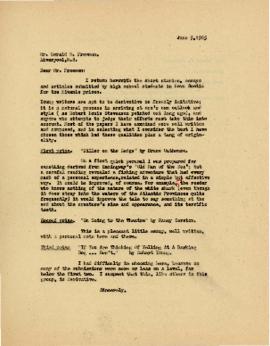 Correspondence between Thomas Head Raddall and Gerald B. Freeman
